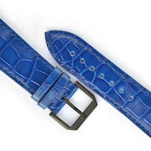 Bracelet Apple Watch, carré en alligator, bleu persan brillant, AB38-c